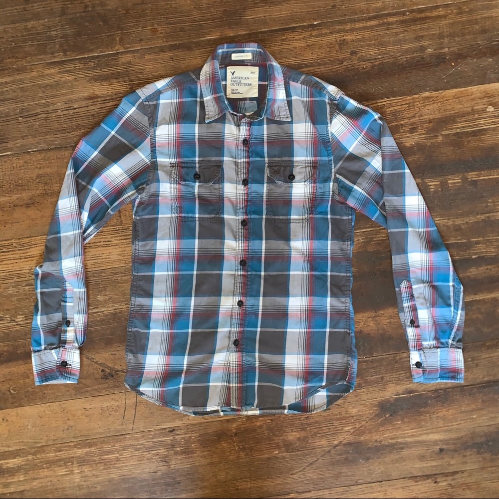 American Eagle Plaid Button Down